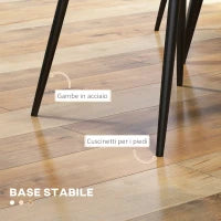 Set 4 Sedie da Pranzo Imbottite, Ergonomiche e Trapuntate a Diamante, in Pelle PU e Acciaio, 49x60x89 cm, Nero