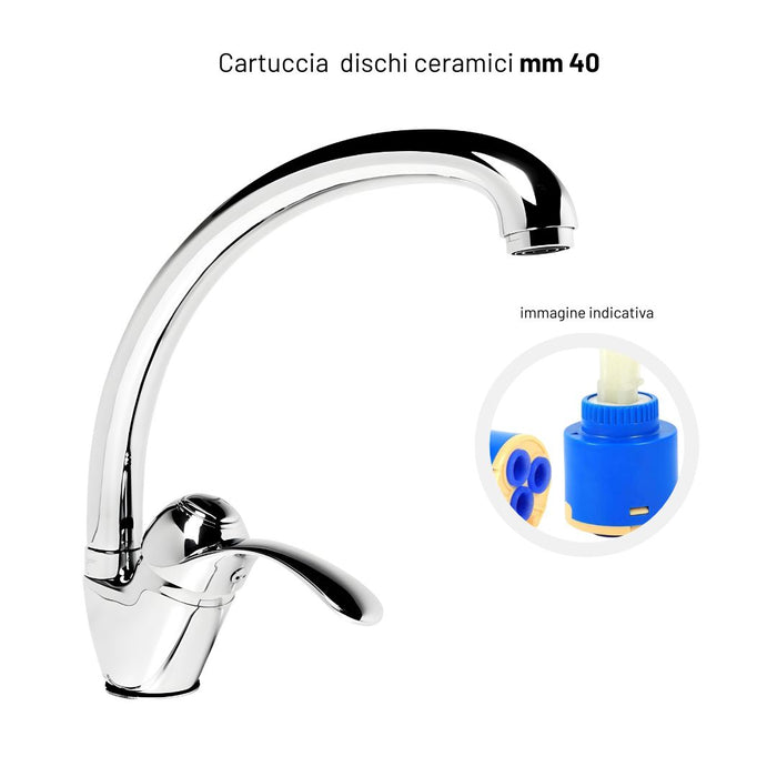 Miscelatore monoforo ottone per lavello cucina dublino erogazione orientabile *** confezione 1