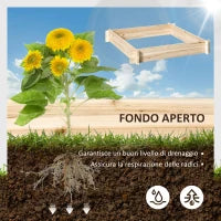 Letto per Orto e Giardino in Legno di Abete, Montaggio Senza Viti, 100x100x16cm