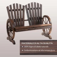 Panchina da Giardino in Legno Stile Country con Braccioli a Ruota, 108x66x95cm, Colore Legno