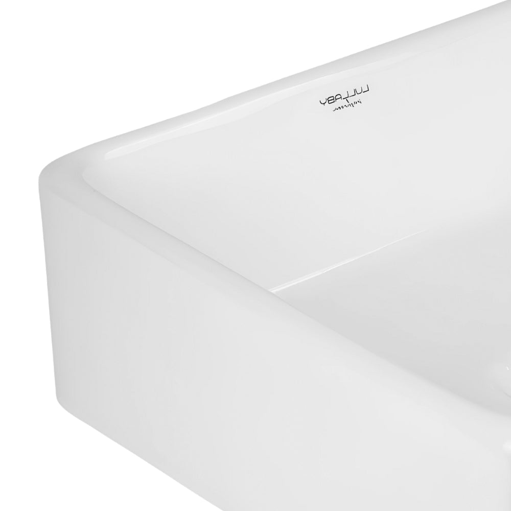 Lavabo da appoggio ceramica bianco quadrato arredo bagno lavandino 39x39x14 cm *** confezione 1