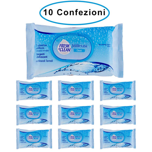 Fresh & clean salviette igienizzanti detergenti milleusi classic 10 confezioni da 72 salviette