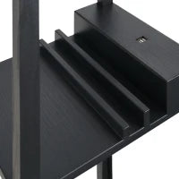 Lampada da Terra Moderna, Lampadina Illuminazione Interna Salvaspazio con Ripiani da Soggiorno Cotone, MDF 26 x 26 x 160 cm Nero e Bianco