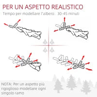 Albero di Natale Artificiale da 195 cm con 1838 Rami con Base in Acciaio per Interni, Verde