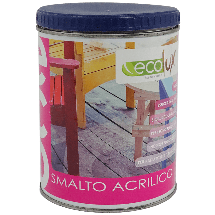 Ecolux smalto ecologico lucido acrilico ad acqua inodore per interno ed esterno *** tinta bianco, contenuto litri 2,5...