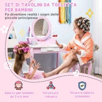 Set Toeletta Trucco per Bambini con Tavolino con Specchi e Sgabello, Età 3-6 Anni, Rosa