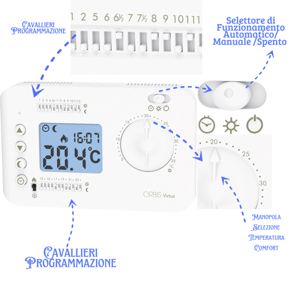 virtus termostato digitale e analogico da parete a programmazione giornaliera