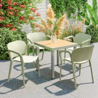 Set 4 Sedie da Giardino Impilabili in PP dal Design Moderno con Braccioli 60x56x75 cm, Verde