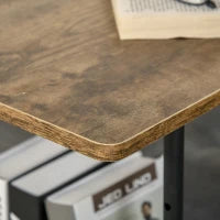 Tavolino da Salotto Stile Industriale, Altezza Regolabile e 4 Ruote con Freno, 80x40x60-75cm