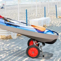 Carrello per Kayak Pieghevole Pneumatici 25cm Adatto a Tutte le Superfici Max 70kg Alluminio 62x35x30cm