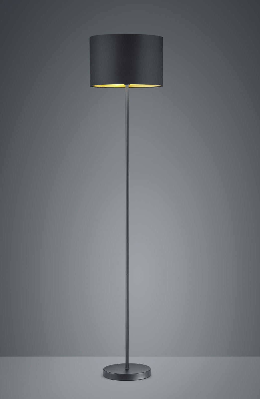 HOSTEL PIANTANA PARALUME TESSUTO NERO INTERNO ORO H.160CM, D.35CM 1 LUCE ATTACCO E27