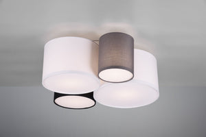 HOTEL PLAFONIERA MULTI CILINDRI DI DIFFERENTI COLORI E DIAMETRI 50X47CM 4 LUCI ATTACCO E27