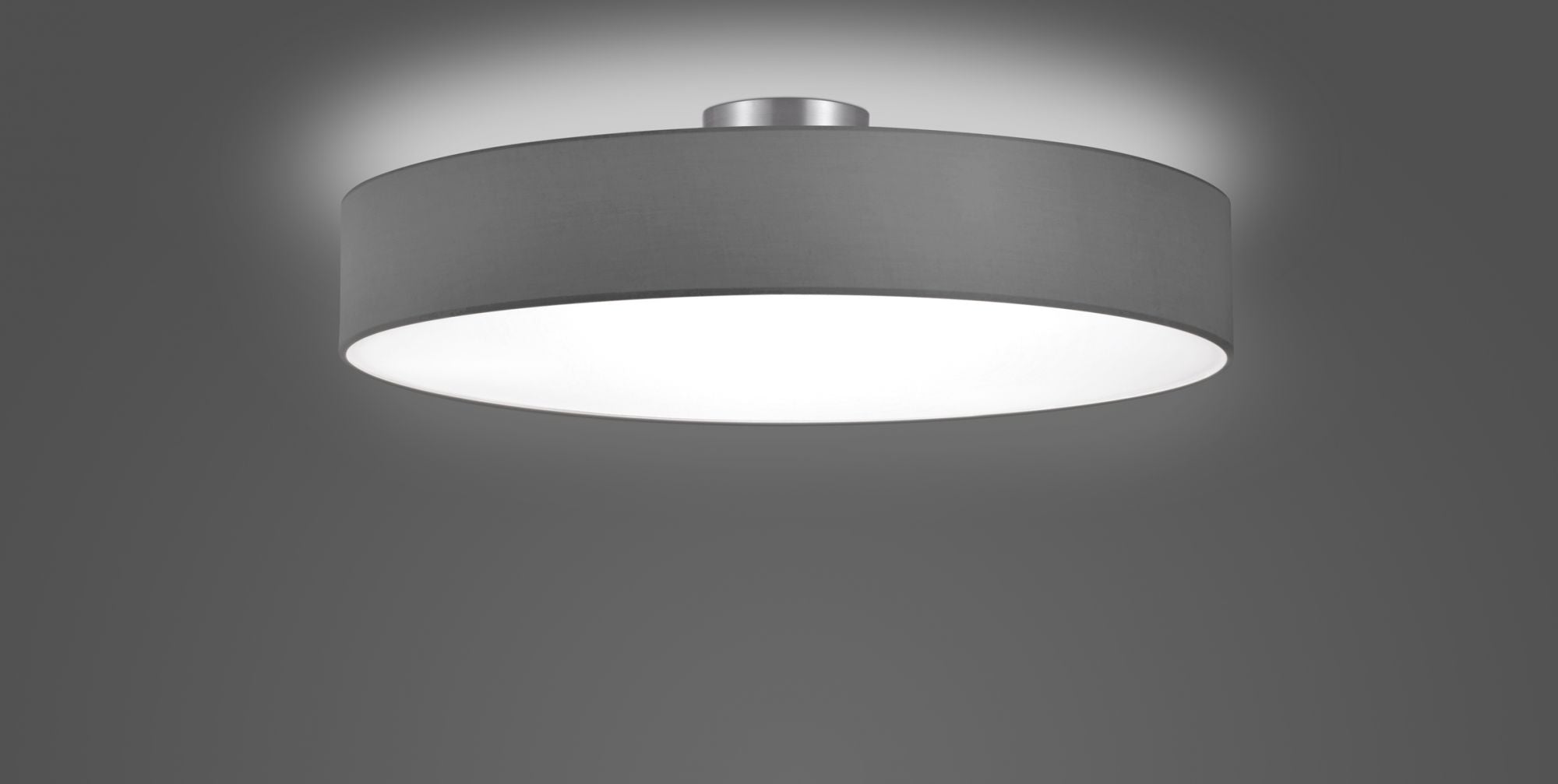 HOTEL PLAFONIERA TONDA 5 LUCI DIFFUSORE TESSUTO GRIGIO D. 65CM 5 LUCI ATTACCO E27