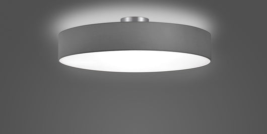 HOTEL PLAFONIERA TONDA 5 LUCI DIFFUSORE TESSUTO GRIGIO D. 65CM 5 LUCI ATTACCO E27