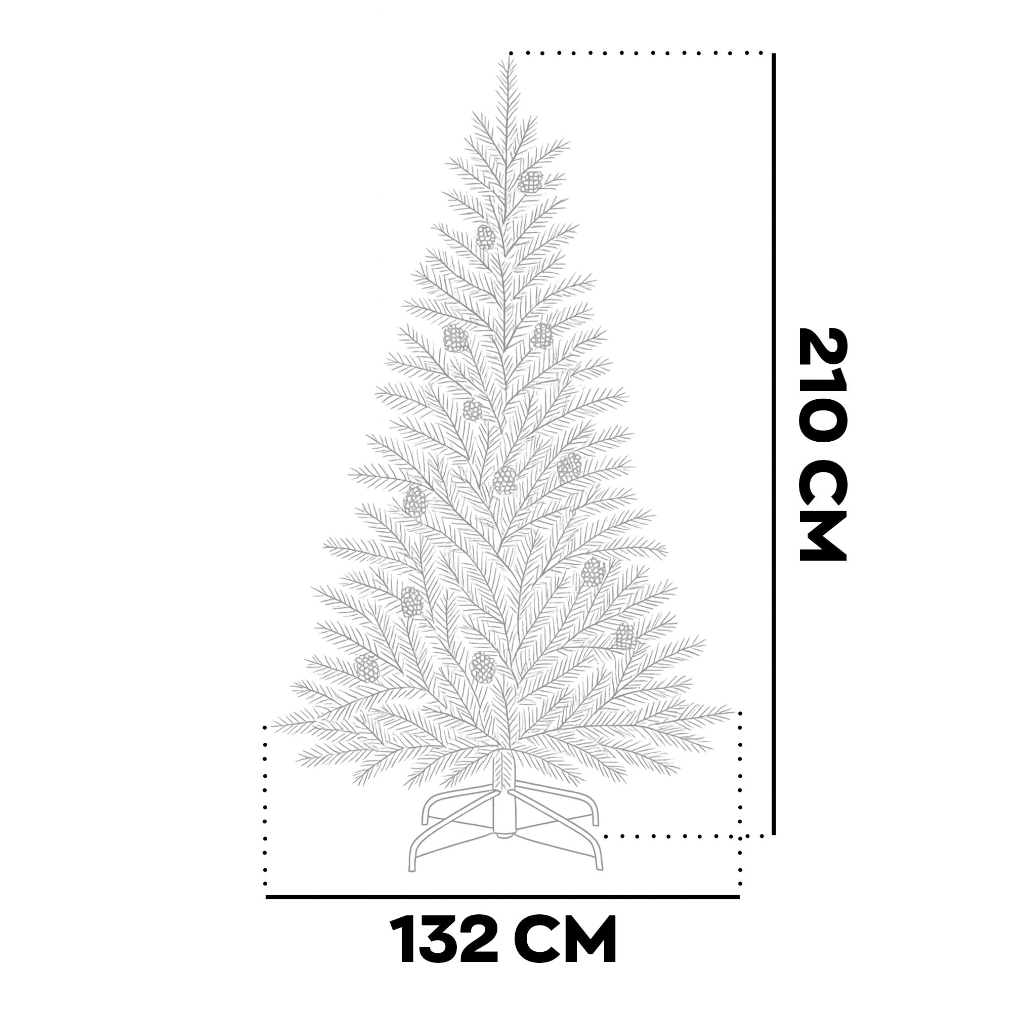 Boho - Albero di Natale con pigne in PVC ø132x210H cm, 1053 Punte