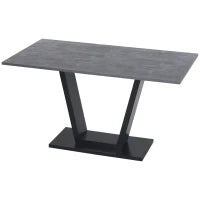 Tavolo da Pranzo per 4-6 persone con Piano Effetto Marmo, 140x80x76cm, Nero