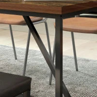 Tavolo da Pranzo per 6 Persone Stile Industriale in Legno e Acciaio, 150x80x75 cm, Marrone