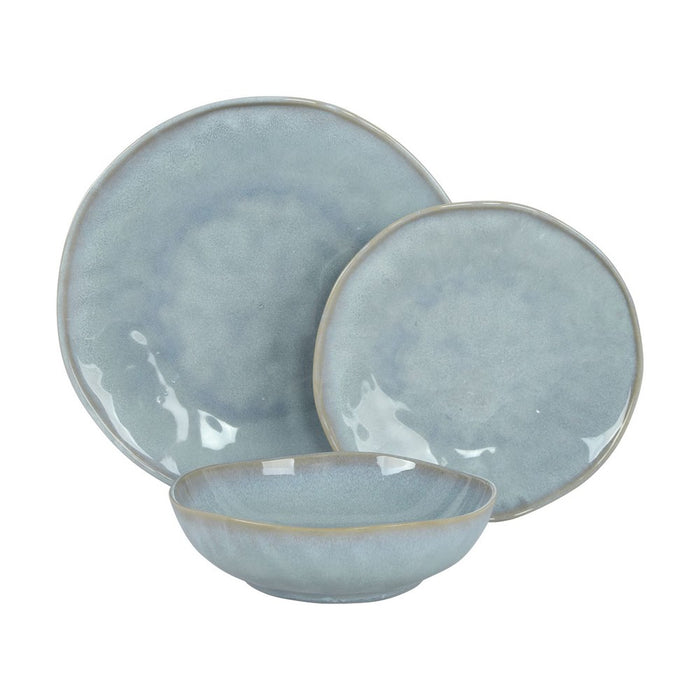 Set da 18 piatti in ceramica moderni blu