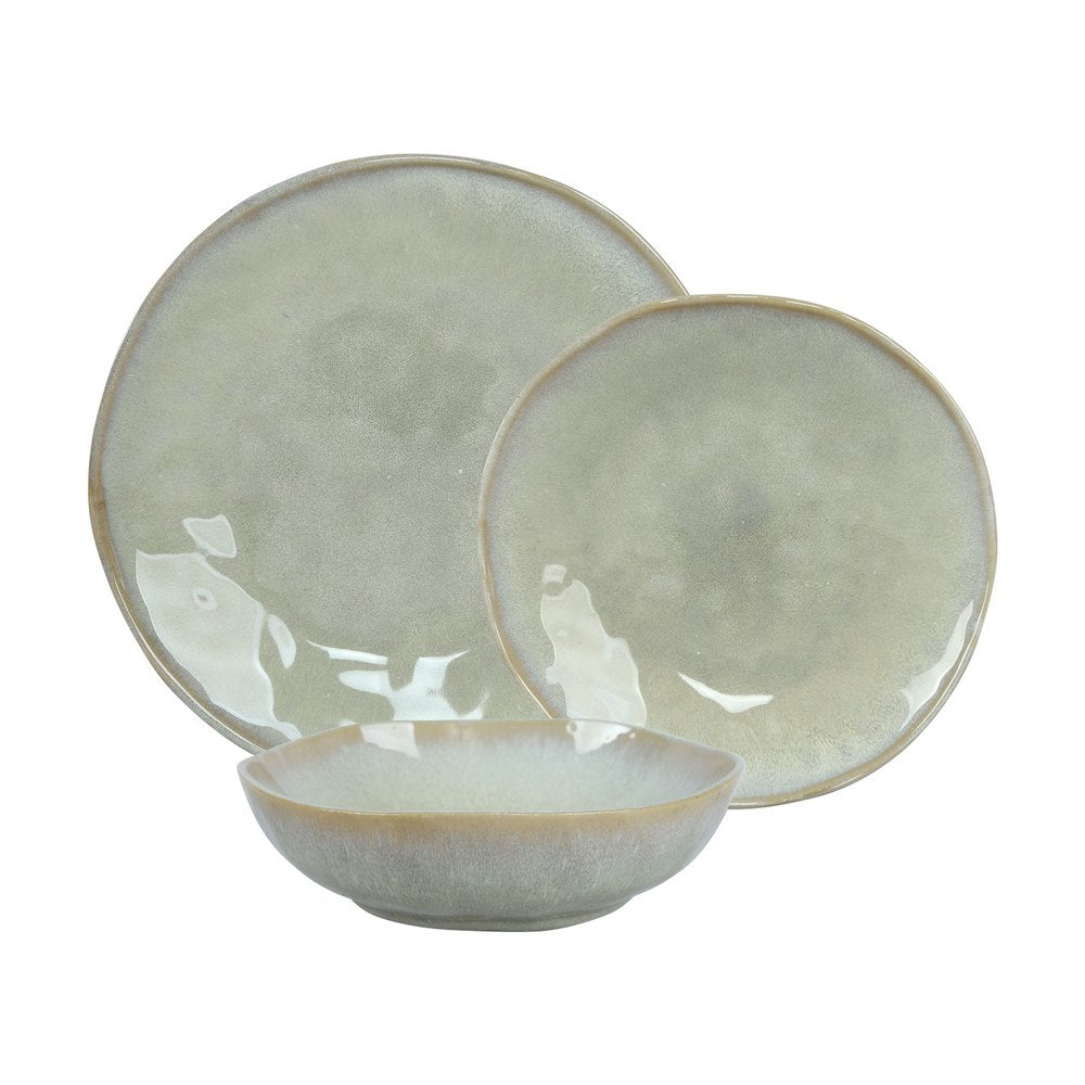 Set da 18 piatti in ceramica moderni verde pastello