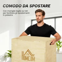 Plyo Box in Legno a 3 Altezze, Jumping Box Pliometrico Capacità 120kg, 61x51x76cm