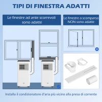 Condizionatore Portatile 750W con 5 Modalità e 2 Velocità, in Plastica e Acciaio, 33x28x70.4 cm, Bianco
