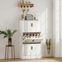 Scarpiera a 3 ante per 18 paia in legno 63 x 24 x 117 cm Bianco