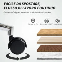 Sedia per Scrivania ad Altezza Regolabile con 5 Rotelle, in Silicone PU, Schiuma e Acciaio, 52x58x80-90 cm, Blu