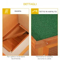 Gabbia per Conigli a Due Piani, Conigliera da Esterno con Casetta per Conigli in Legno di Abete, 90x45x80 cm