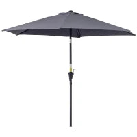 Ombrellone da Giardino 2.6x2.4 m Inclinabile con Manovella, in Alluminio e Poliestere Grigio e Nero