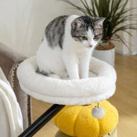 Letto da Scrivania Girevole per Gatti, Imbottito e Lavabile, con Altezza Regolabile, Crema