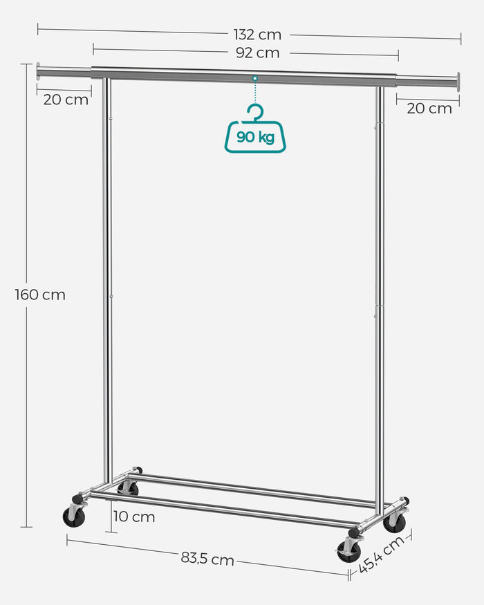 Set di 2 appendiabiti in acciaio 454 x (92-132) x 160 cm massimo 90 kg con ruote 12_0003722