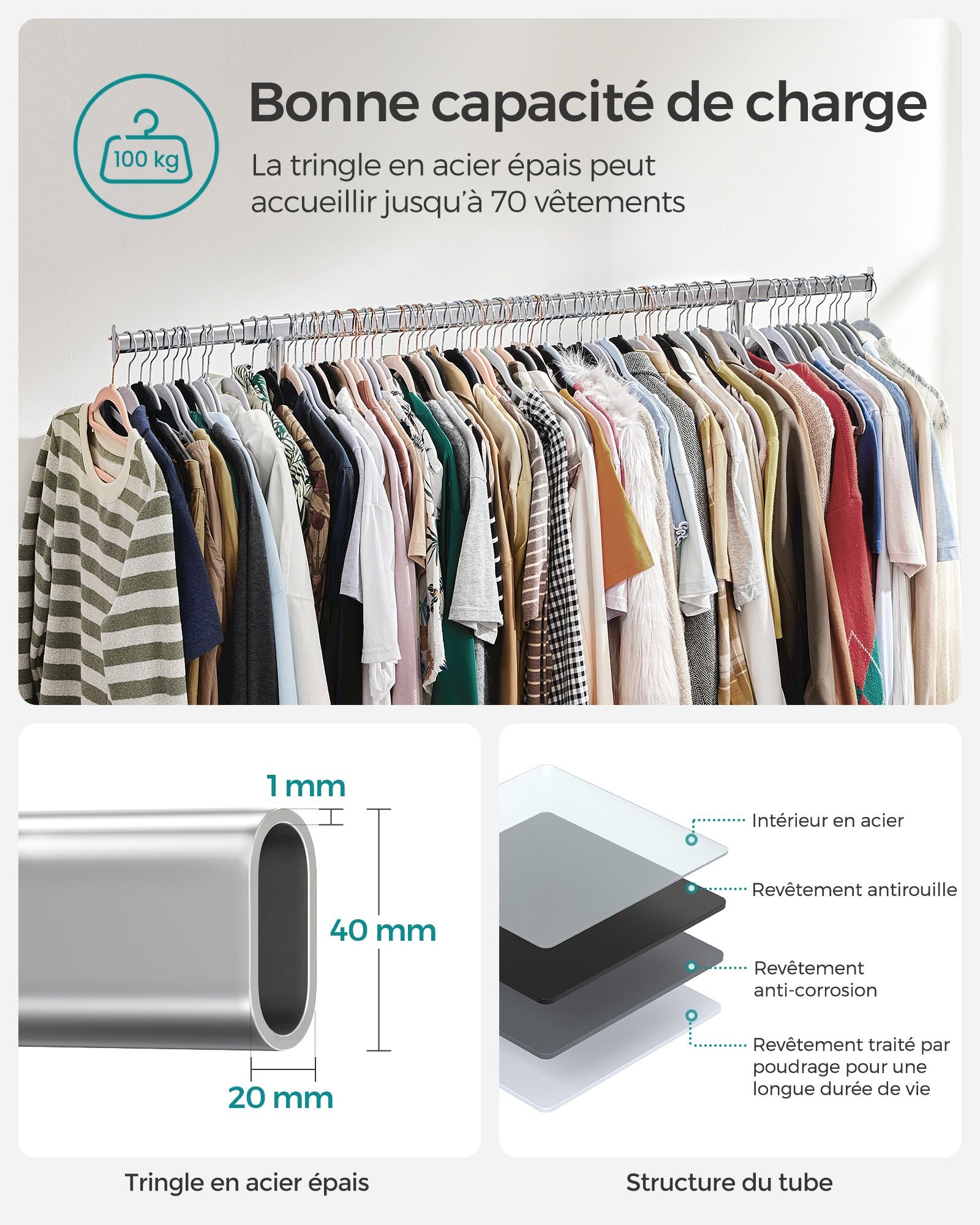 Appendiabiti in metallo per carichi pesanti portata 90 kg 12_0003725