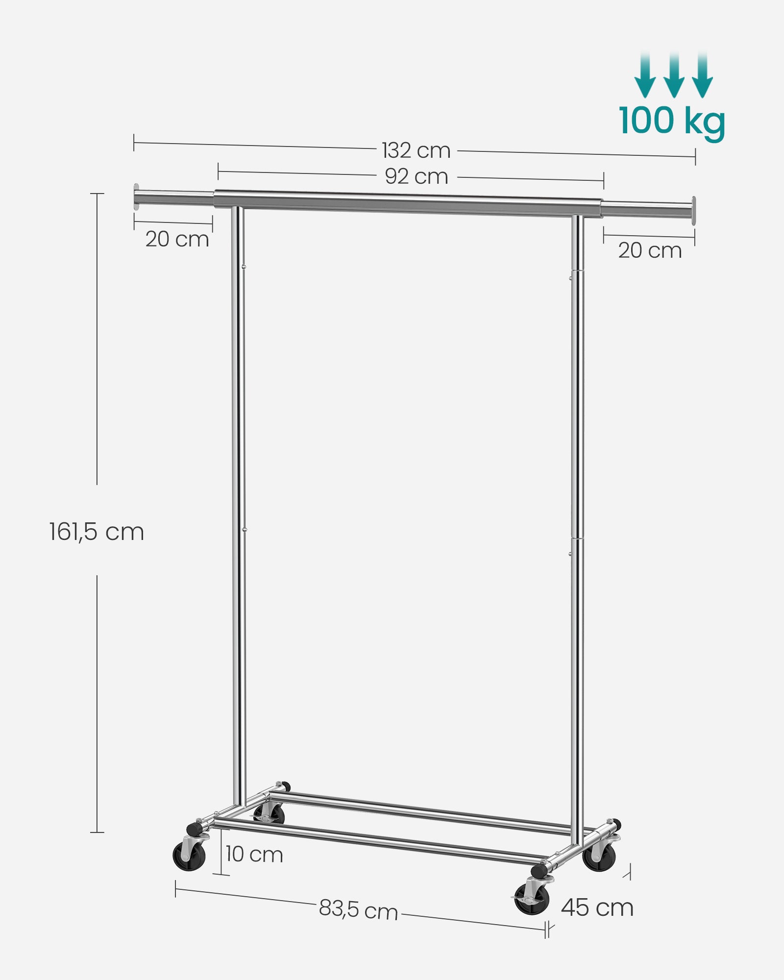 Appendiabiti in metallo per carichi pesanti portata 90 kg 12_0003725