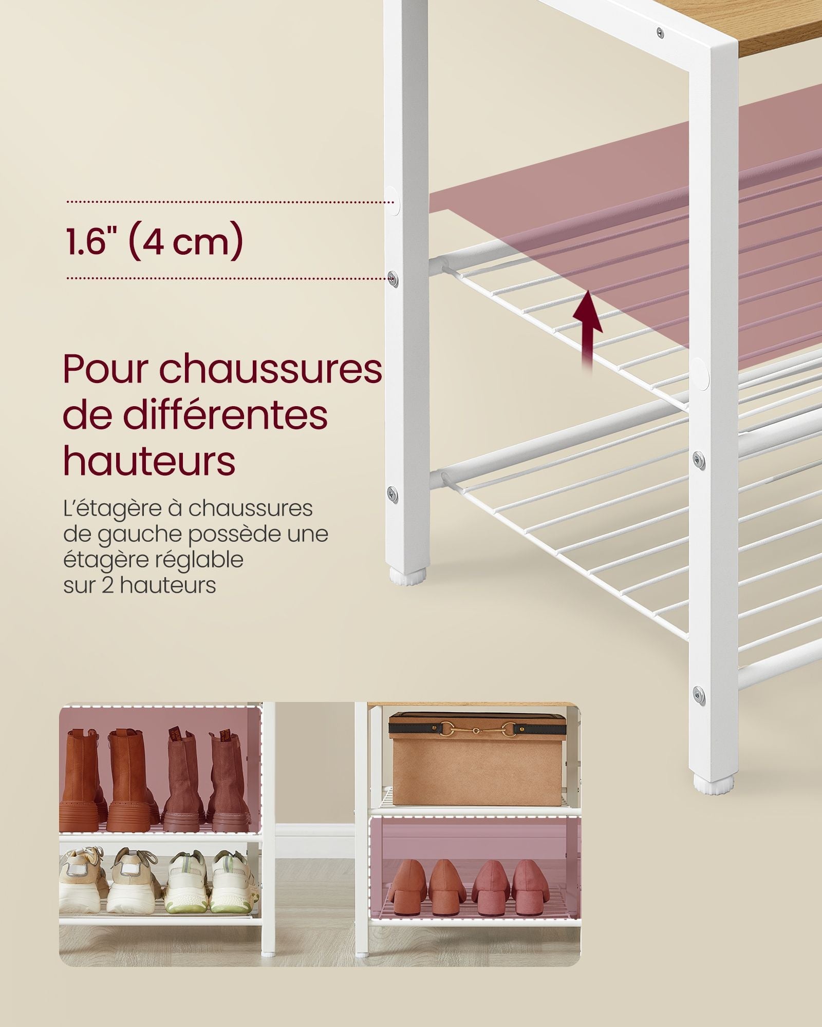 Appendiabiti da ingresso con scarpiera 5 ripiani portaoggetti 9 ganci e 6 ganci laterali 12_0007075