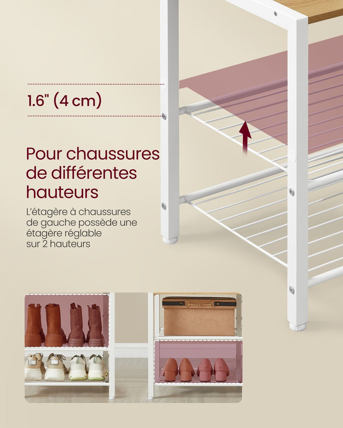 Appendiabiti da ingresso con scarpiera 5 ripiani portaoggetti 9 ganci e 6 ganci laterali 12_0007075