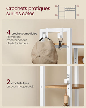 Appendiabiti da ingresso con scarpiera 5 ripiani portaoggetti 9 ganci e 6 ganci laterali 12_0007075