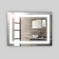 Specchio 5 mm rettangolare squadrato cornice led interruttore touch mdf *** misure 90x70 cm, tonalità dimmerabile 27...