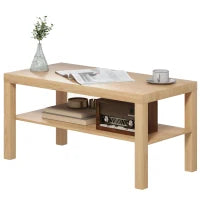 Tavolino da Salotto Rettangolare con Ampio Ripiano, 90×45×44.5 cm, Legno Naturale