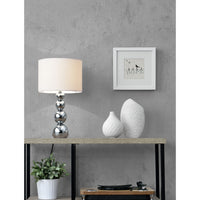 Lampada da Tavolo Snow con Paralume Cilindrico e Stelo Decorativo - Bianco / Cromo lux.pro