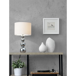 Lampada da Tavolo Snow con Paralume Cilindrico e Stelo Decorativo - Bianco / Cromo lux.pro