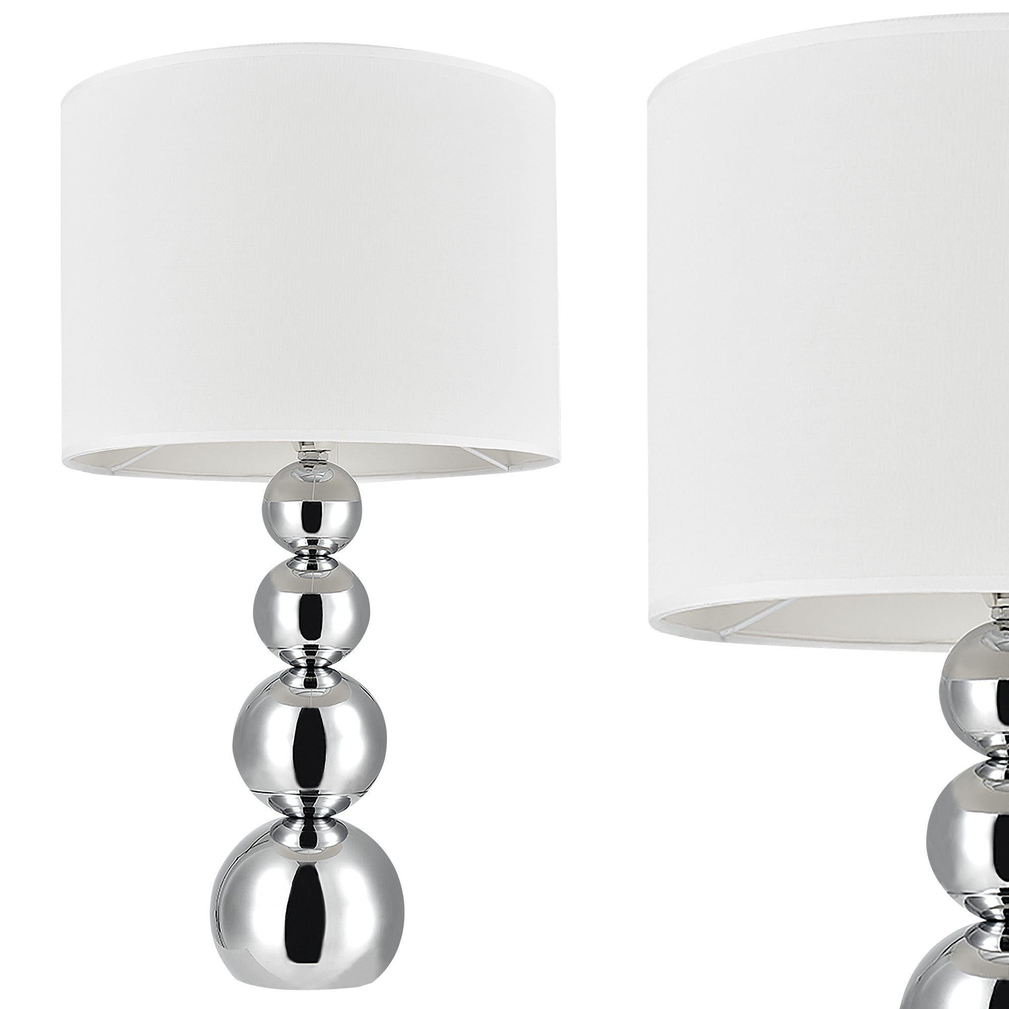 Lampada da Tavolo Snow con Paralume Cilindrico e Stelo Decorativo - Bianco / Cromo lux.pro