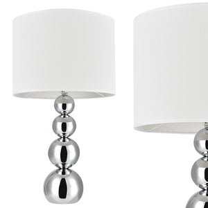 Lampada da Tavolo Snow con Paralume Cilindrico e Stelo Decorativo - Bianco / Cromo lux.pro