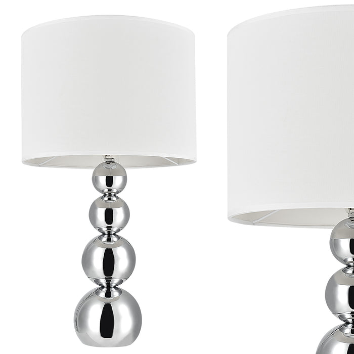 Lampada da Tavolo Snow con Paralume Cilindrico e Stelo Decorativo - Bianco / Cromo lux.pro