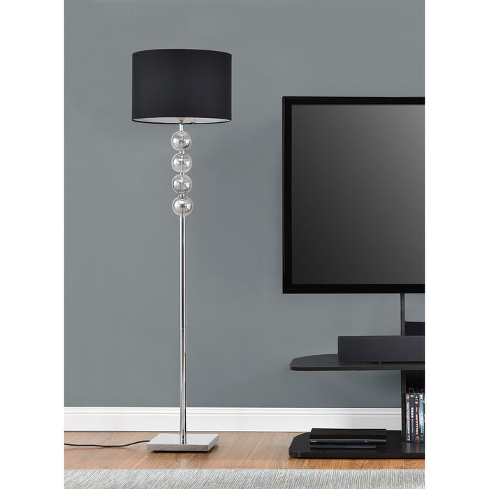 Lampada da Terra Alta 155 cm Lampada a Stelo con 4 Sfere Decorative Piantana con Paralume Cilindrico Nero - lux.pro