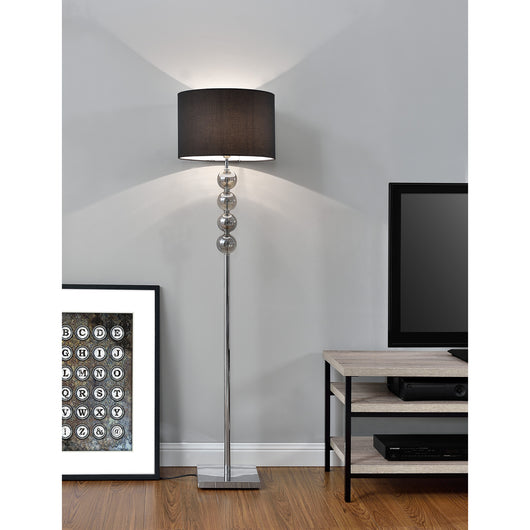 Lampada da Terra Alta 155 cm Lampada a Stelo con 4 Sfere Decorative Piantana con Paralume Cilindrico Nero - lux.pro