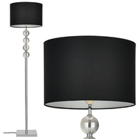 Lampada da Terra Alta 155 cm Lampada a Stelo con 4 Sfere Decorative Piantana con Paralume Cilindrico Nero - lux.pro