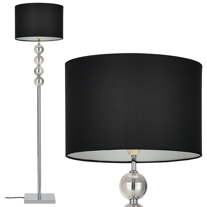 Lampada da Terra Alta 155 cm Lampada a Stelo con 4 Sfere Decorative Piantana con Paralume Cilindrico Nero - lux.pro