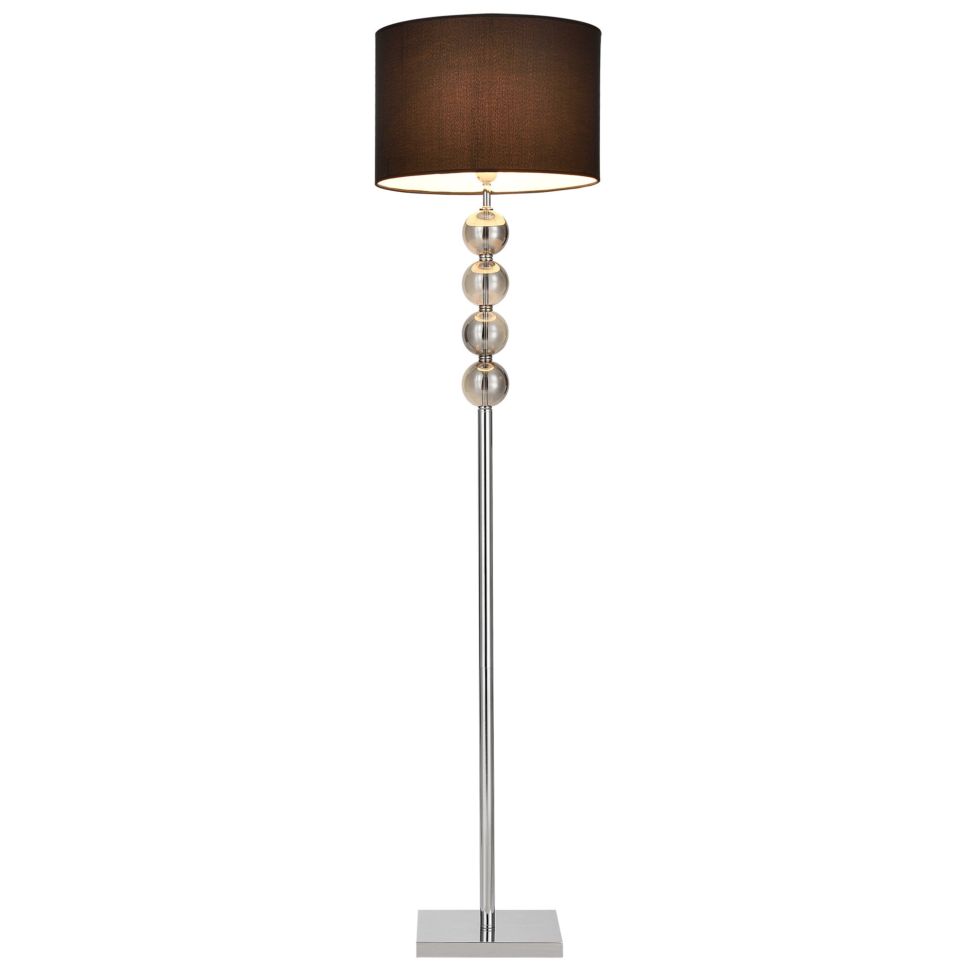 Lampada da Terra Alta 155 cm Lampada a Stelo con 4 Sfere Decorative Piantana con Paralume Cilindrico Nero - lux.pro