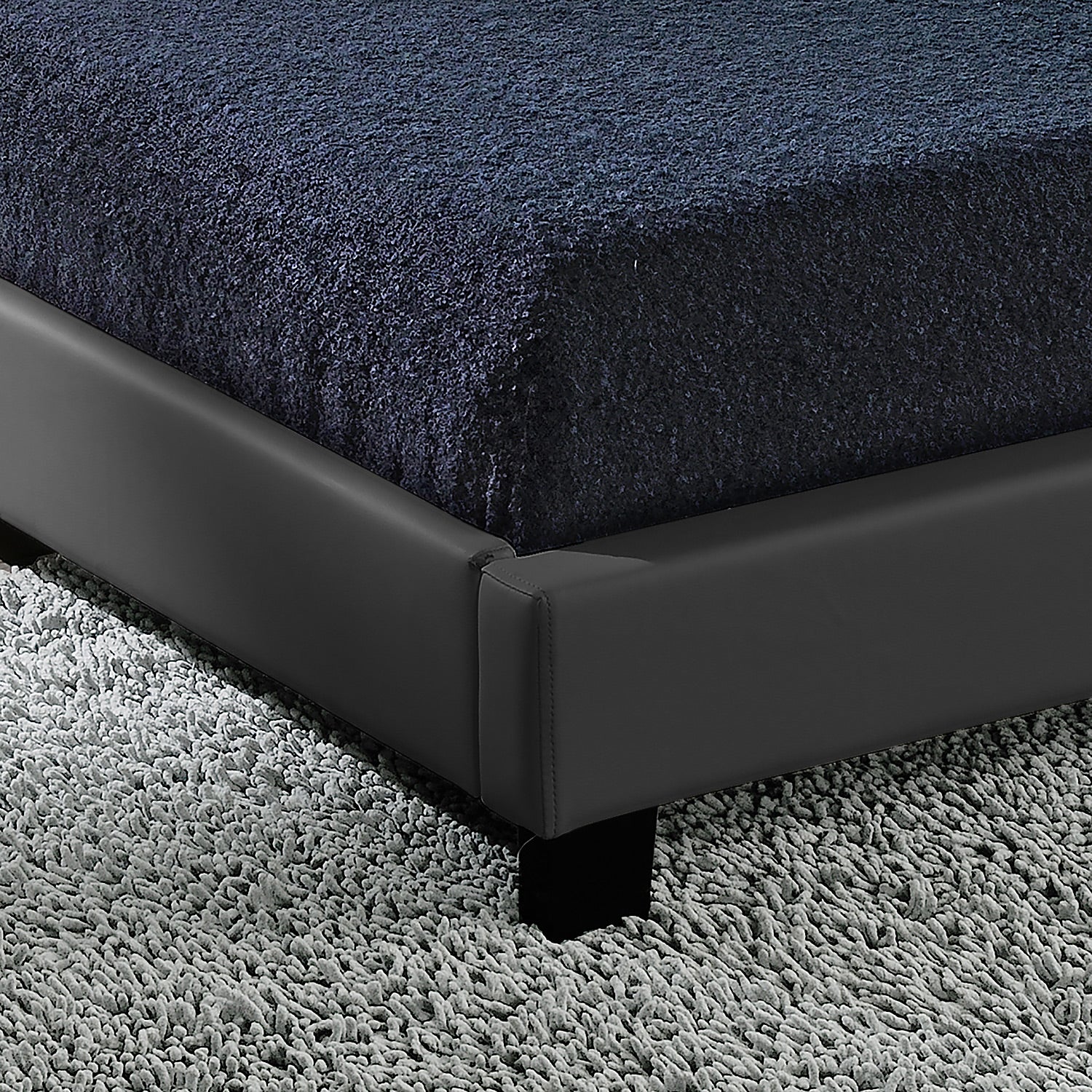 Letto Francese Imbottito 140x200 cm Testiera Alta con Illuminazione a LED Similpelle - Grigio scuro Corium