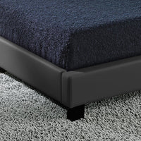 Letto Francese Imbottito 140x200 cm Testiera Alta con Illuminazione a LED Similpelle - Grigio scuro Corium